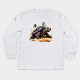 Alligator Snapping Turtle Kids Long Sleeve T-Shirt